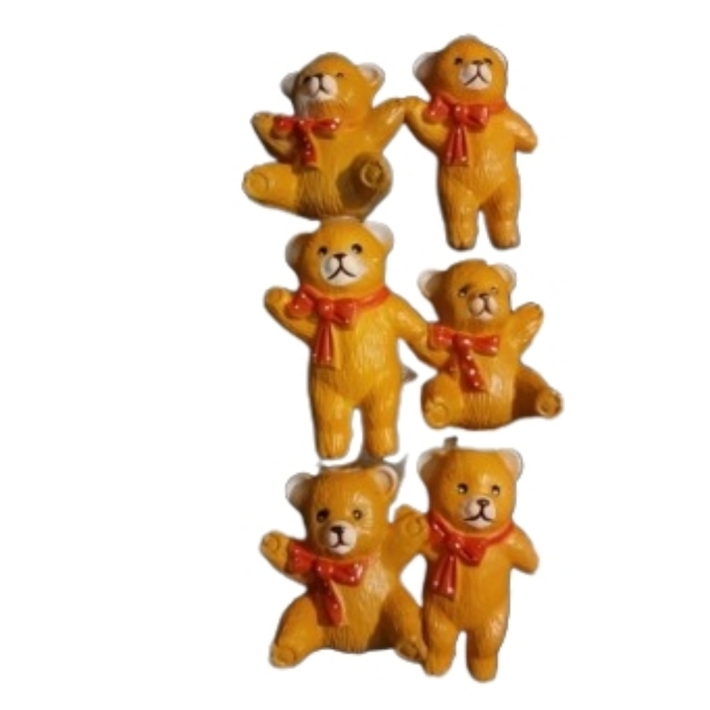 Christmas Bears Wearing Bow Vintage Tree Light Covers Set Of 6 Current Inc.
